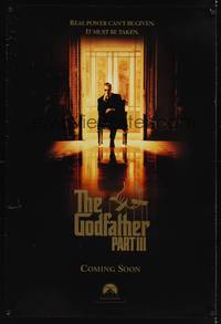 9m246 GODFATHER PART III teaser 1sh '90 Al Pacino, Andy Garcia, Sofia & Francis Ford Coppola