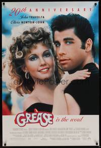 9m254 GREASE DS 1sh R98 close up of John Travolta & Olivia Newton-John in a most classic musical!