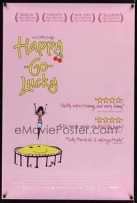 9m262 HAPPY-GO-LUCKY DS 1sh '08 Sally Hawkins, cute artwork of smiley face trampoline!