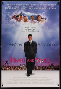 9m264 HEART & SOULS DS 1sh '93 Robert Downey Jr, Charles Grodin, Kyra Sedgwick, Elizabeth Shue!