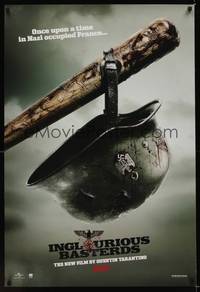 9m308 INGLOURIOUS BASTERDS teaser DS 1sh '09 Quentin Tarantino, Nazi helmet on baseball bat!