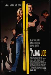 9m318 ITALIAN JOB int'l advance DS 1sh '03 Mark Wahlberg, sexy full-length Charlize Theron!