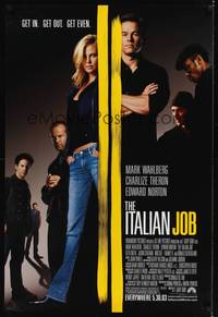 9m319 ITALIAN JOB advance DS 1sh '03 Mark Wahlberg, sexy full-length Charlize Theron!