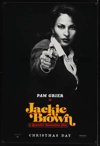 9m328 JACKIE BROWN teaser 1sh '97 Quentin Tarantino, great image of Pam Grier with pistol!