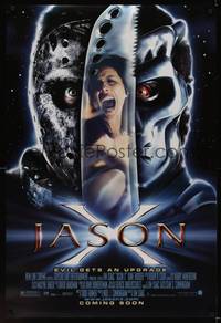 9m332 JASON X advance DS 1sh '01 James Isaac directed, Kane Hodder, Lexa Doig, evil gets upgraded!