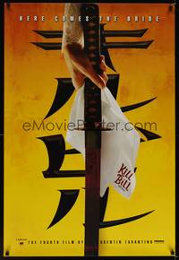 9m345 KILL BILL: VOL. 1 foil teaser 1sh '03 Quentin Tarantino, Uma Thurman holding katana!