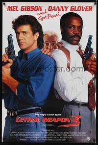 9m360 LETHAL WEAPON 3 int'l 1sh '92 great image of cops Mel Gibson, Glover, & Joe Pesci!