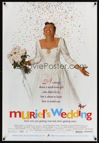 9m417 MURIEL'S WEDDING 1sh '95 Aussie Toni Collette in wedding dress as the world's happiest bride