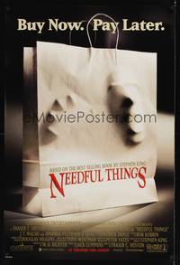 9m426 NEEDFUL THINGS advance 1sh '93 Stephen King, creepy image of shopping bag!