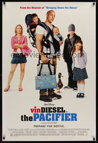9m442 PACIFIER int'l DS 1sh '05 wacky image of tough guy Vin Diesel as a babysitter!