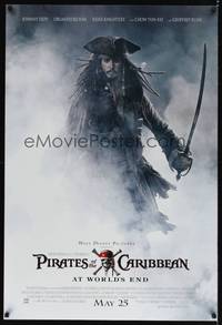 9m445 PIRATES OF THE CARIBBEAN: AT WORLD'S END advance DS 1sh '07 Johnny Depp as Captain Jack!