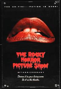 9m471 ROCKY HORROR PICTURE SHOW video 1sh R90 classic close up lips image, the anticipation is over