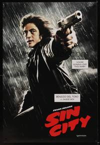 9m495 SIN CITY teaser DS 1sh '05 graphic novel by Frank Miller, cool image of Benicio Del Toro!