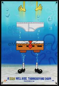9m517 SPONGEBOB SQUAREPANTS MOVIE teaser DS 1sh '04 wacky image of floating Spongebob!