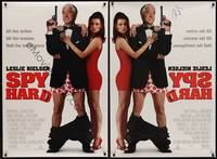 9m043 SPY HARD int'l DS signed 1sh '96 by Leslie Nielsen, image of sexy Nicolette Sheridan!