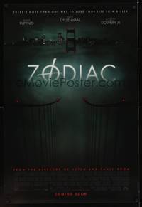 9m617 ZODIAC advance DS 1sh '07 Jake Gyllenhaal, Mark Ruffalo, David Fincher directed!