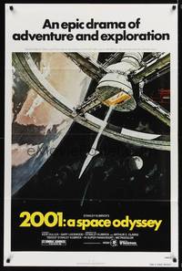 9p008 2001: A SPACE ODYSSEY 1sh R80 Stanley Kubrick, art of space wheel by Bob McCall!