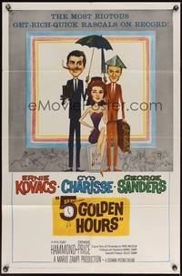 9p013 5 GOLDEN HOURS 1sh '61 wacky art of Ernie Kovacs, Cyd Charisse & George Sanders!