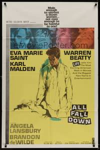 9p029 ALL FALL DOWN 1sh '62 Warren Beatty, Eva Marie Saint, Karl Malden, John Frankenheimer