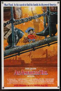 9p035 AMERICAN TAIL advance 1sh '86 Steven Spielberg, Don Bluth, art of Fievel by Drew Struzan!