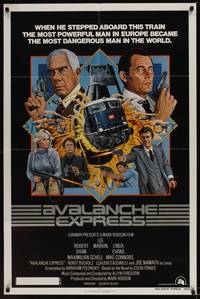 9p057 AVALANCHE EXPRESS 1sh '79 Lee Marvin, Robert Shaw, cool montage art by Larry Salk!