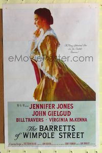 9p065 BARRETTS OF WIMPOLE STREET 1sh '57 great art of Jennifer Jones as Elizabeth Browning!