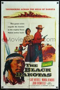9p087 BLACK DAKOTAS 1sh '54 Gary Merrill, Wanda Hendrix, Sioux Indians!