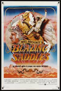 9p093 BLAZING SADDLES 1sh '74 classic Mel Brooks western, art of Cleavon Little by John Alvin!