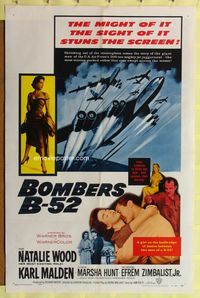 9p107 BOMBERS B-52 1sh '57 sexy Natalie Wood & Karl Malden, cool art of military planes!