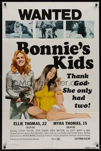 9p108 BONNIE'S KIDS 1sh '73 bad girls with guns, thank God she only had two!