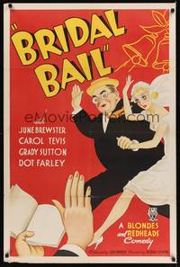 9p115 BRIDAL BAIL 1sh '35 RKO, George Stevens directed blondes & redheads comedy!