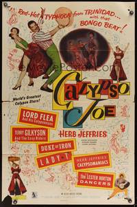 9p133 CALYPSO JOE 1sh '57 Herb Jeffries, Angie Dickinson, cool art!