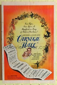 9p140 CARNEGIE HALL 1sh '47 Edgar Ulmer's mightiest music event the screen has ever known!