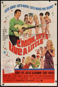 9p128 C'MON LET'S LIVE A LITTLE 1sh '67 Bobby Vee plays guitar for sexy teens!