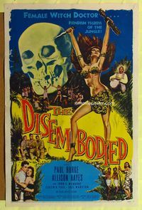9p203 DISEMBODIED 1sh '57 artwork of super sexy female voodoo witch doctor Allison Hayes!
