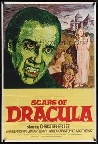 9p728 SCARS OF DRACULA English 1sh '70 c/u art of bloody vampire Christopher Lee, Hammer horror!
