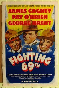 9p236 FIGHTING 69th 1sh '40 close-ups of WWI soldiers James Cagney, Pat O'Brien & Dennis Morgan!