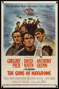 9p319 GUNS OF NAVARONE 1sh '61 Gregory Peck, David Niven & Anthony Quinn by Howard Terpning!