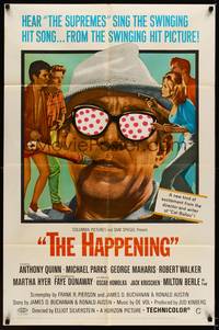 9p325 HAPPENING 1sh '67 close up of Anthony Quinn in sunglasses smoking cigar, 1st Faye Dunaway!