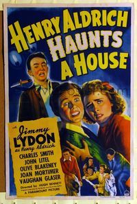 9p334 HENRY ALDRICH HAUNTS A HOUSE style A 1sh '43 Jimmy Lydon, Charles Smith, cool artwork!