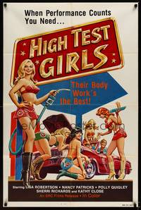 9p337 HIGH TEST GIRLS 1sh '80 sexy art of hot rod women who have the best body work!