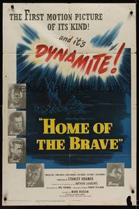 9p341 HOME OF THE BRAVE 1sh '49 Lloyd Bridges confronts racial prejudice with James Edwards!