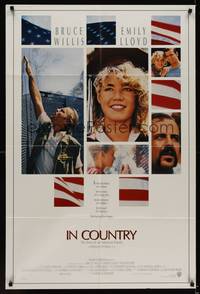 9p354 IN COUNTRY advance 1sh '89 Bruce Willis at Vietnam war memorial, pretty young Emily Lloyd!