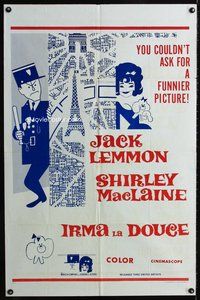 9p361 IRMA LA DOUCE military 1sh '63 Billy Wilder, great art of Shirley MacLaine & Jack Lemmon!