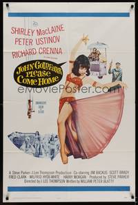 9p369 JOHN GOLDFARB, PLEASE COME HOME 1sh '64 sexy image of dancer Shirley MacLaine!