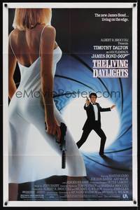 9p434 LIVING DAYLIGHTS 1sh '87 Timothy Dalton as James Bond & sexy Maryam d'Abo with gun!