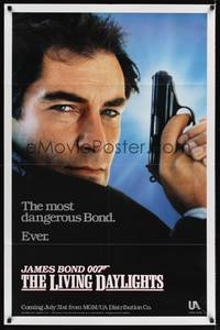 9p435 LIVING DAYLIGHTS teaser 1sh '87 Timothy Dalton as the most dangerous James Bond ever!
