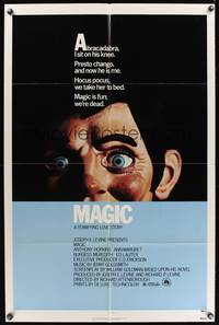 9p459 MAGIC 1sh '78 Richard Attenborough, ventriloquist Anthony Hopkins, creepy dummy image!