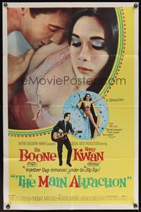 9p463 MAIN ATTRACTION 1sh '62 Pat Boone plays guitar for sexy Nancy Kwan!