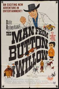 9p469 MAN FROM BUTTON WILLOW 1sh '64 Dale Robertson in musical animated western cartoon!